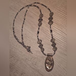 Sterling Silver Pendant Necklace Vintage *Heavy*